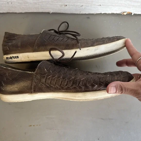 brown leather Huarache lace-up shoes by the brand SeaVees Sz 9 - Picture 4 of 8